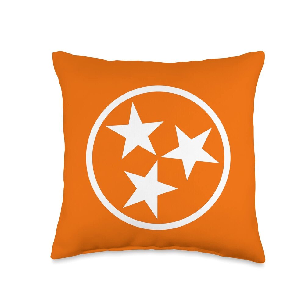 3153 STATE FLAG OF TENNESSEE ORANGE AND WHITE Throw Pillow